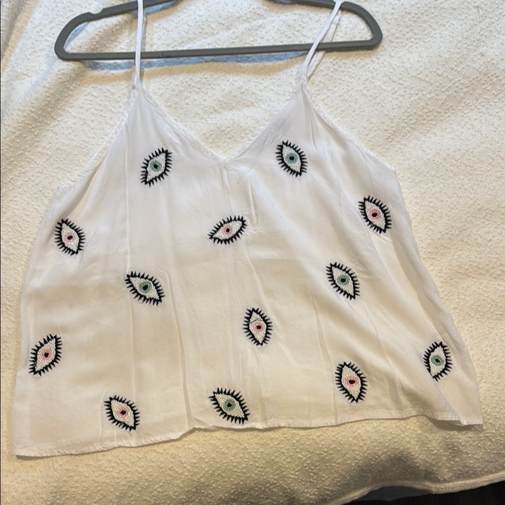 White Eye Print Camisole Top